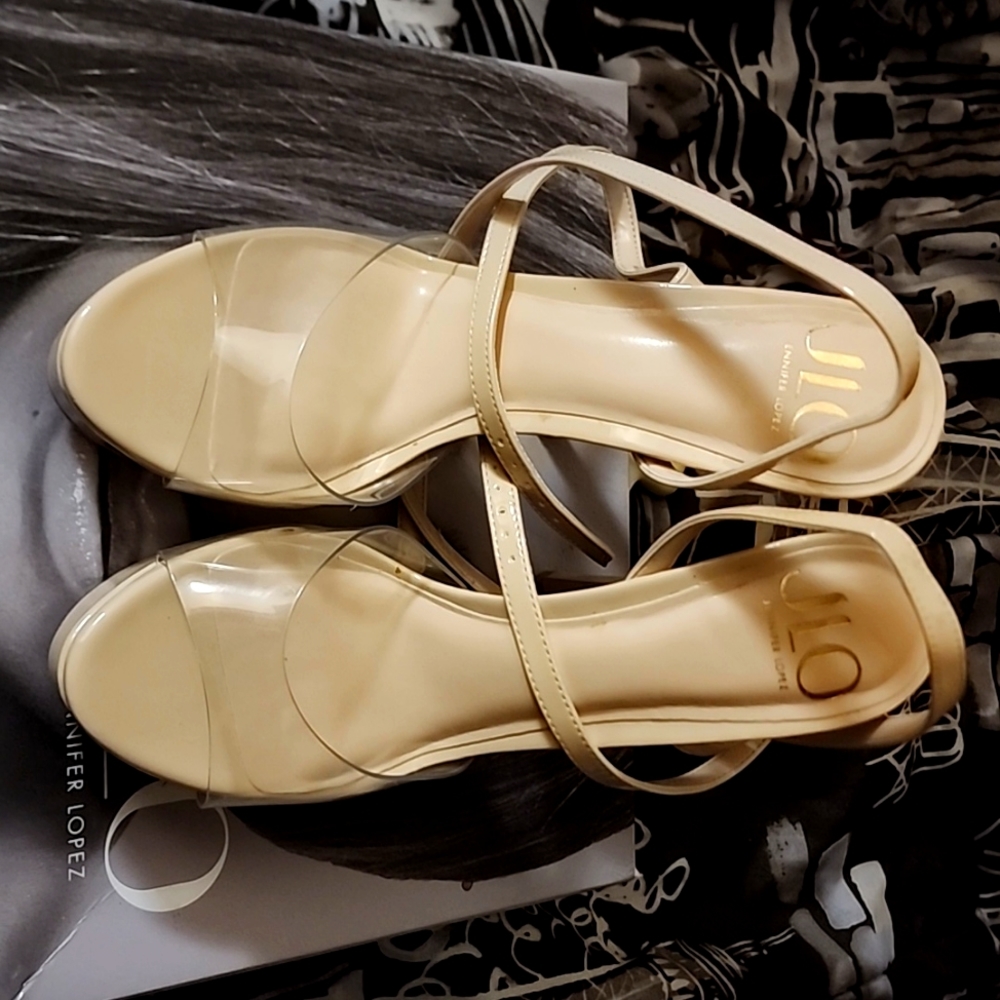 Jlo Platform Stilettos Size 9.5 Nude /Clear